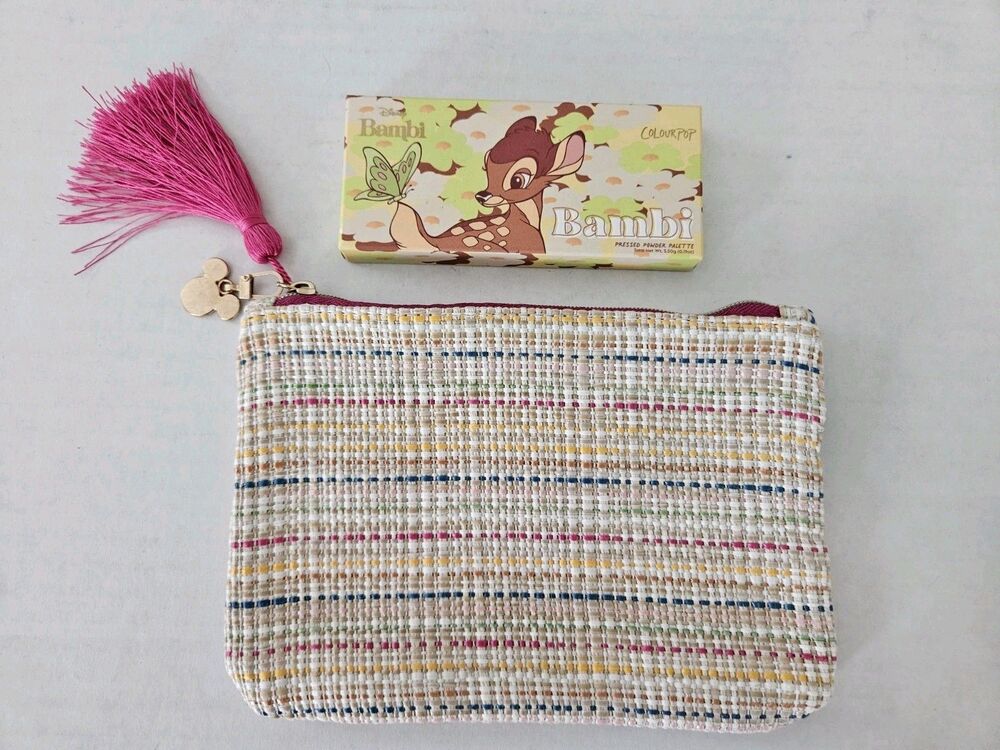 Colourpop X Disney Bambi Palette & Woven Cosmetic Case W/ Mickey Mouse Charm